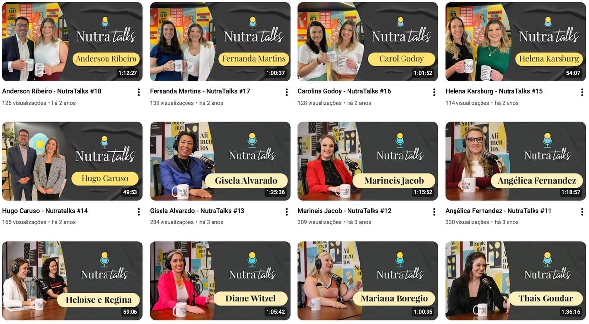 Episódios do NutraTalks no YouTube